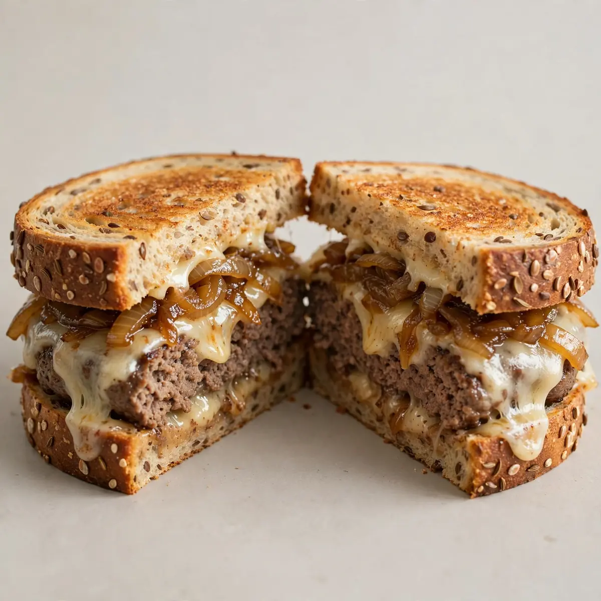 Budget American Patty Melt auf Roggenbrot – Meal Prep für 4 Portionen