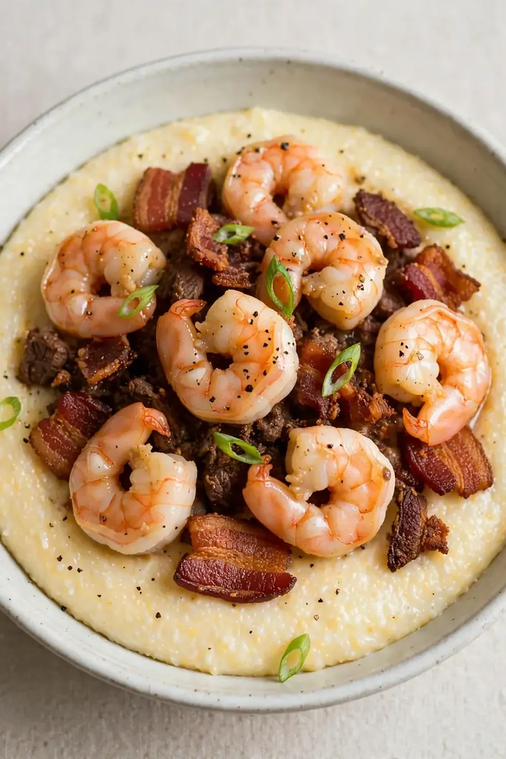 Southern Shrimp and Grits (Beef Bacon Base)