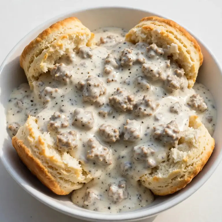 Budgetfreundliche American Biscuits mit Turkey Sausage Gravy zum Meal Prep