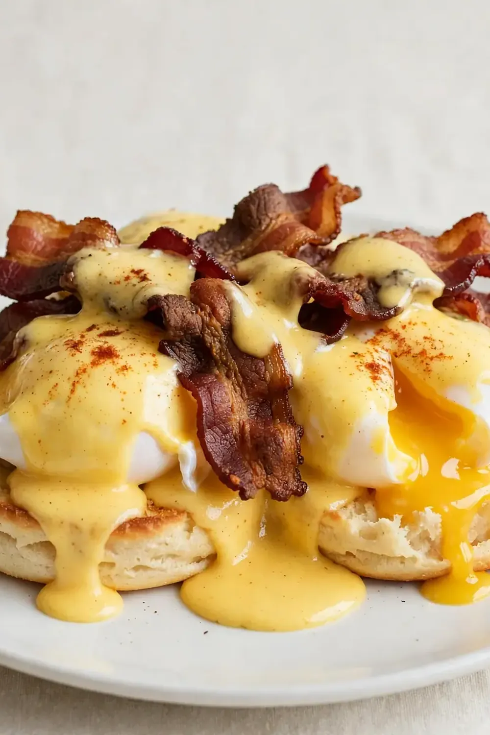Southern Eggs Benedict with Beef Bacon and Hollandaise