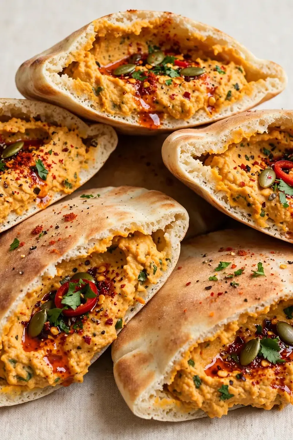 spicy pumpkin hummus pita pockets