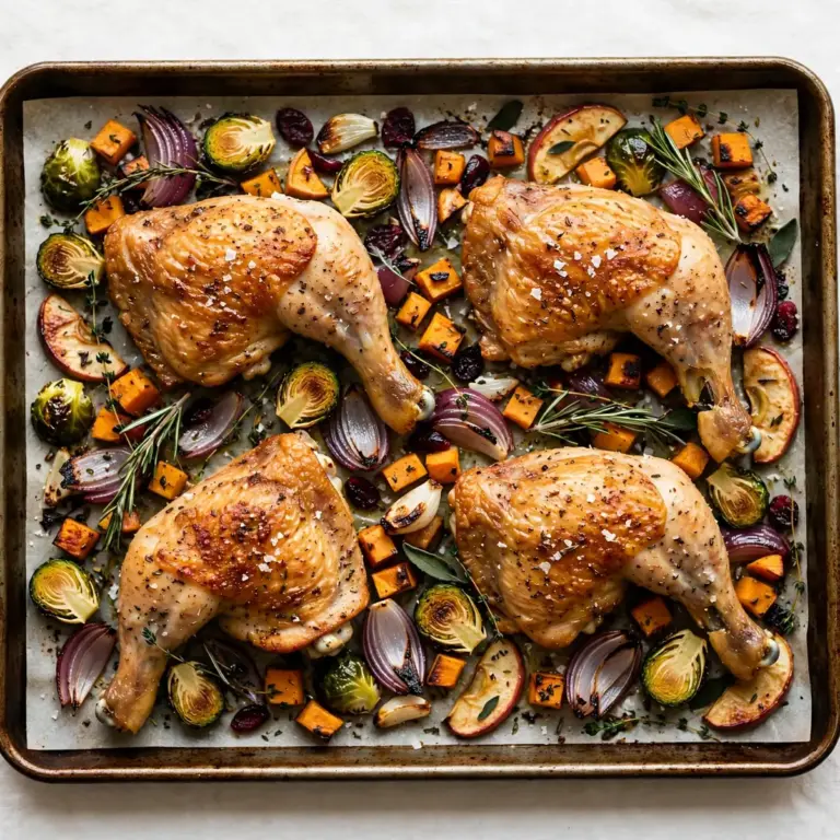 Gemütliches Sheet Pan Herbst-Hähnchen