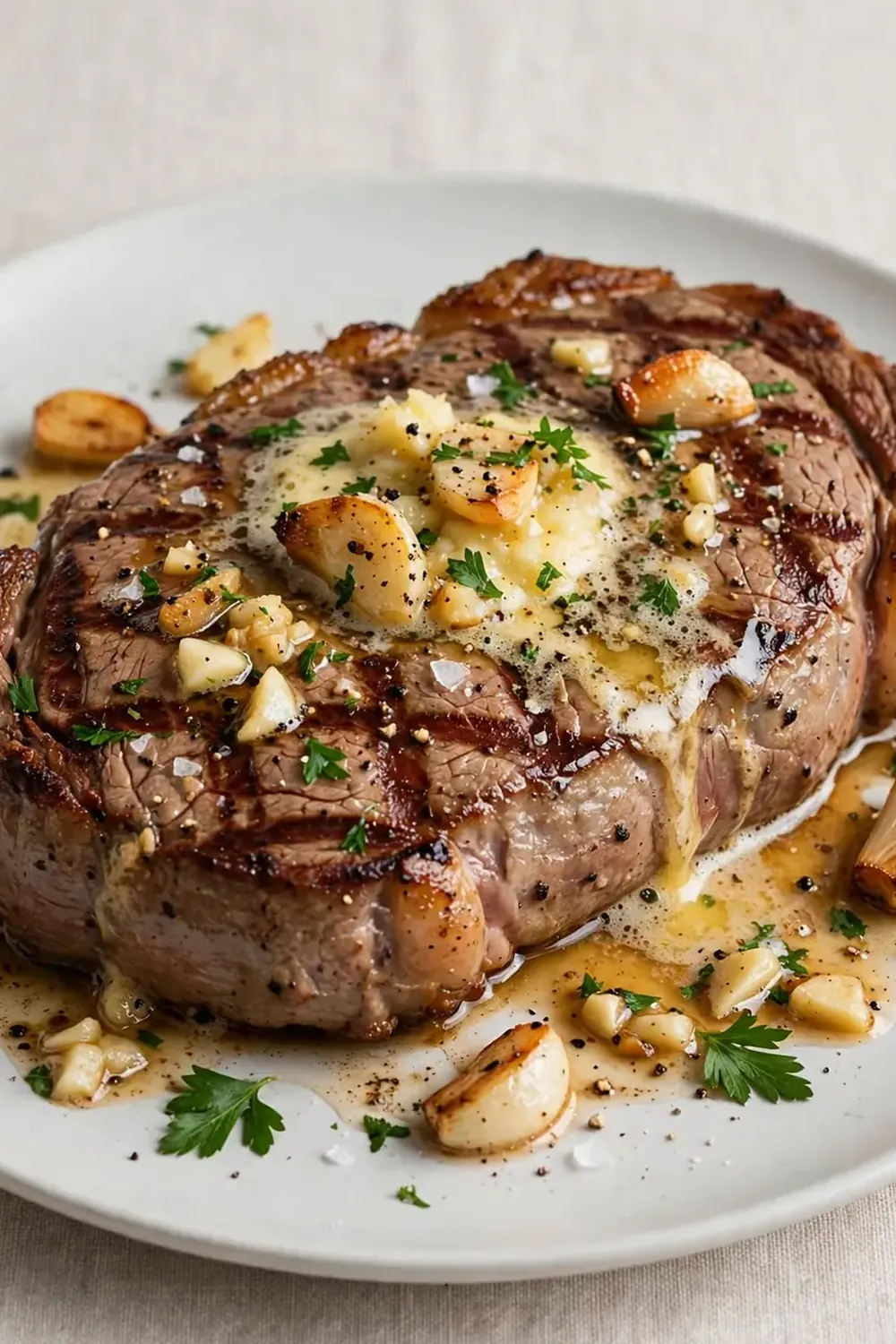 grilled sirloin steak with garlic butter