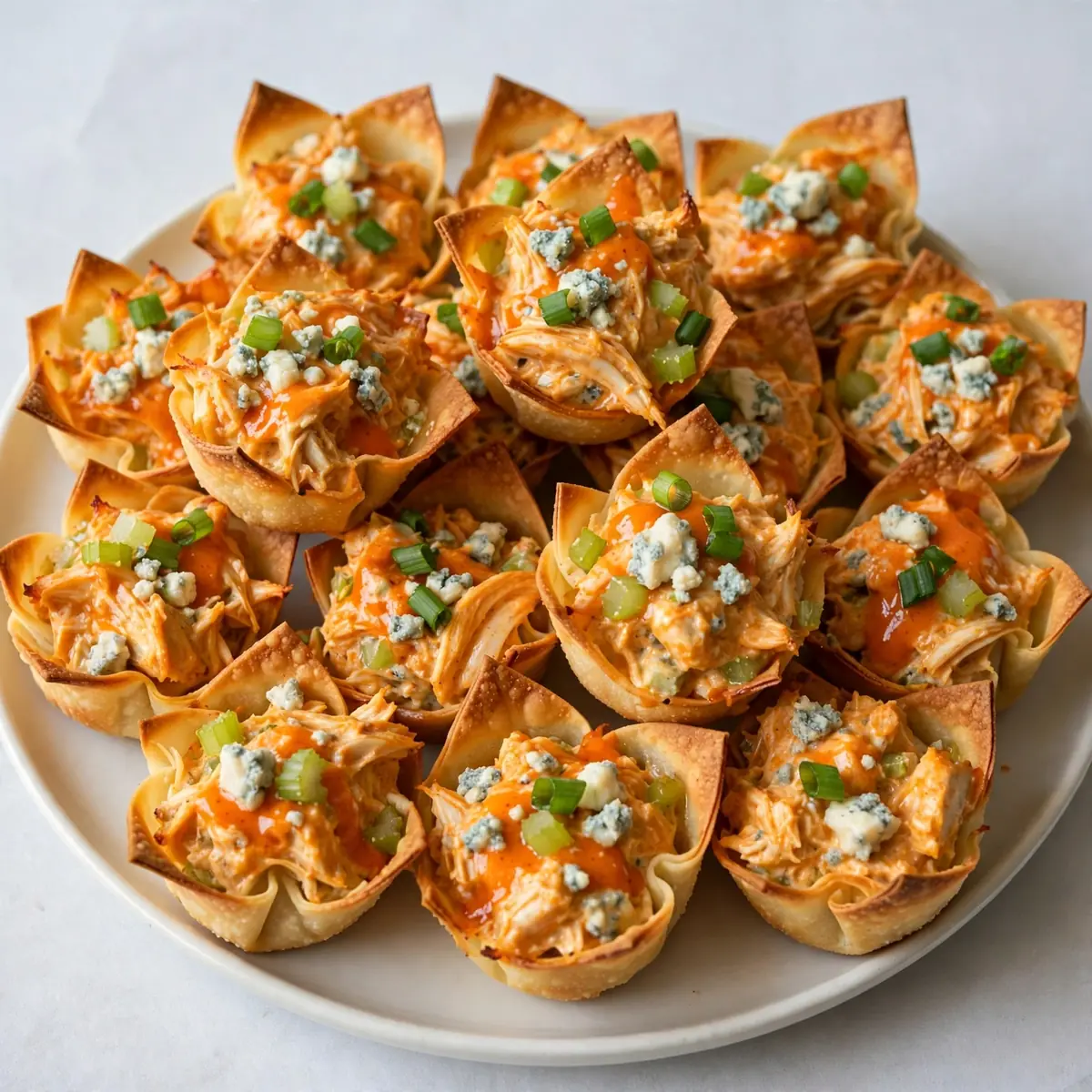 Wohlfühl-Wochenende: Knusprige Mini Buffalo Chicken Wonton Cups